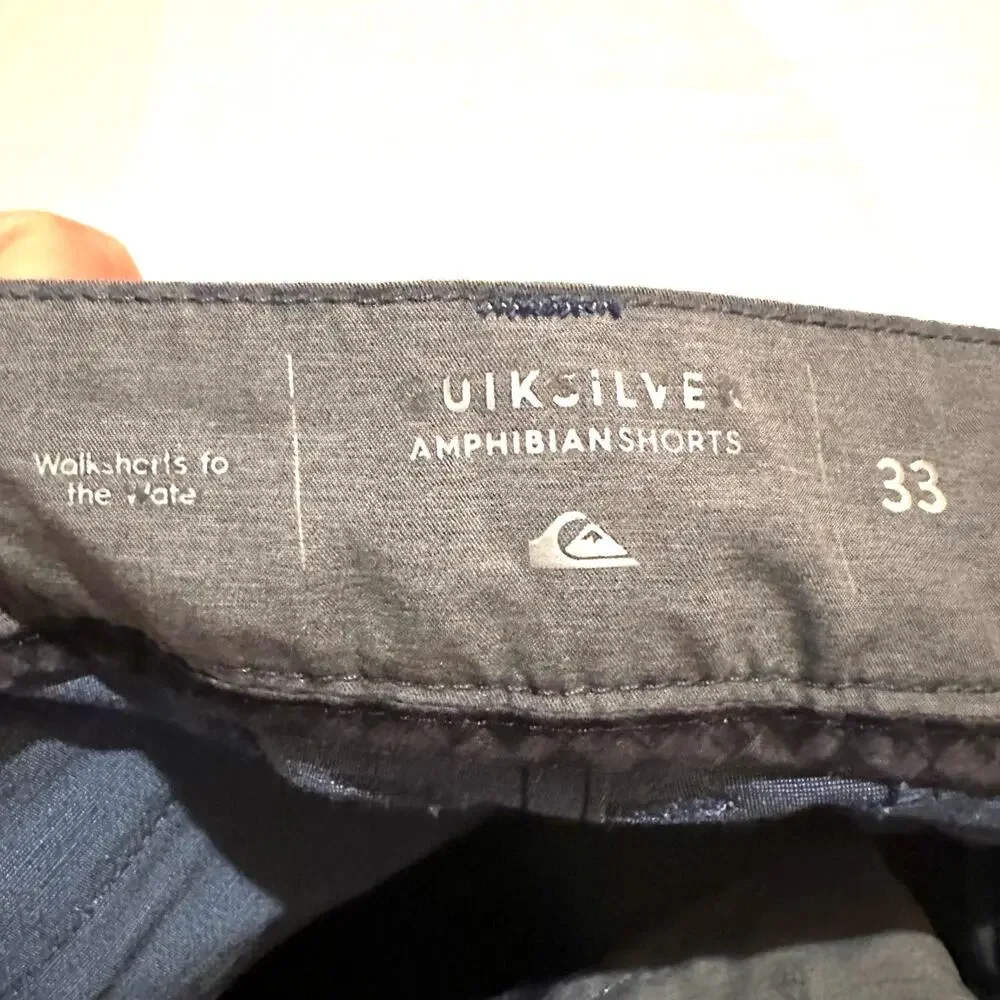 Quiksilver Amphibian Mens Size 33 Blue Heathered Hybrid Shorts Board Shorts